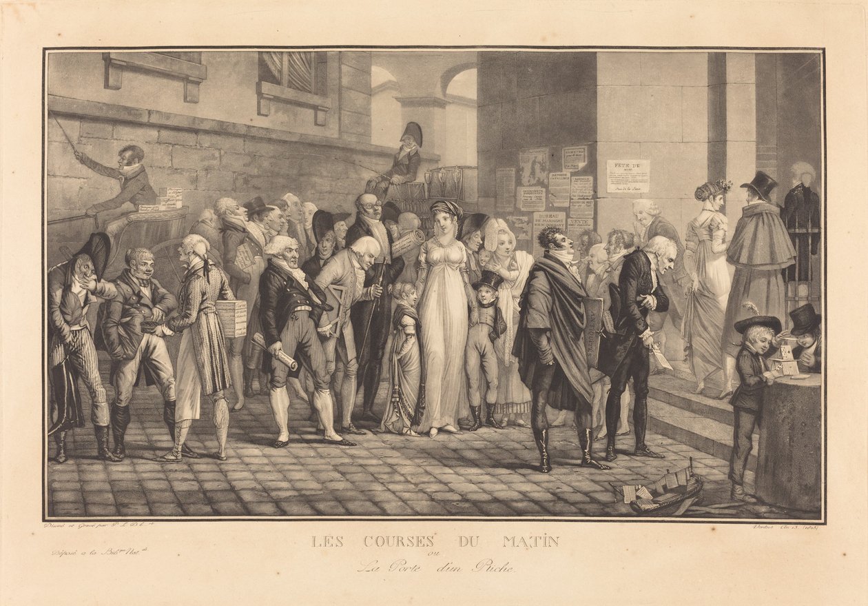 Las Carreras de la Mañana, o la Puerta de un Rico de Philibert Louis Debucourt