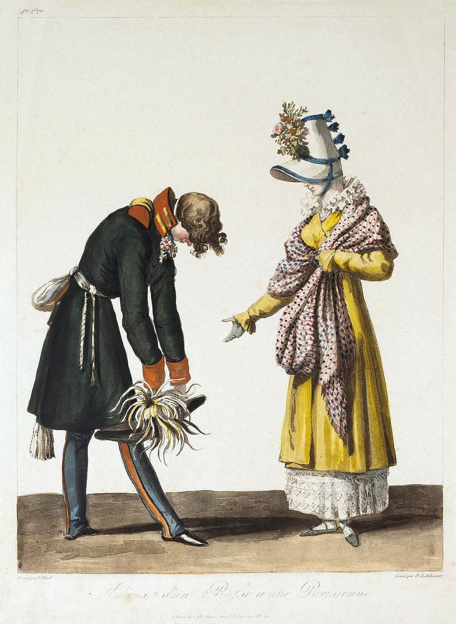 Despedida de un oficial ruso con una mujer parisina, 1816 de Philibert Louis Debucourt
