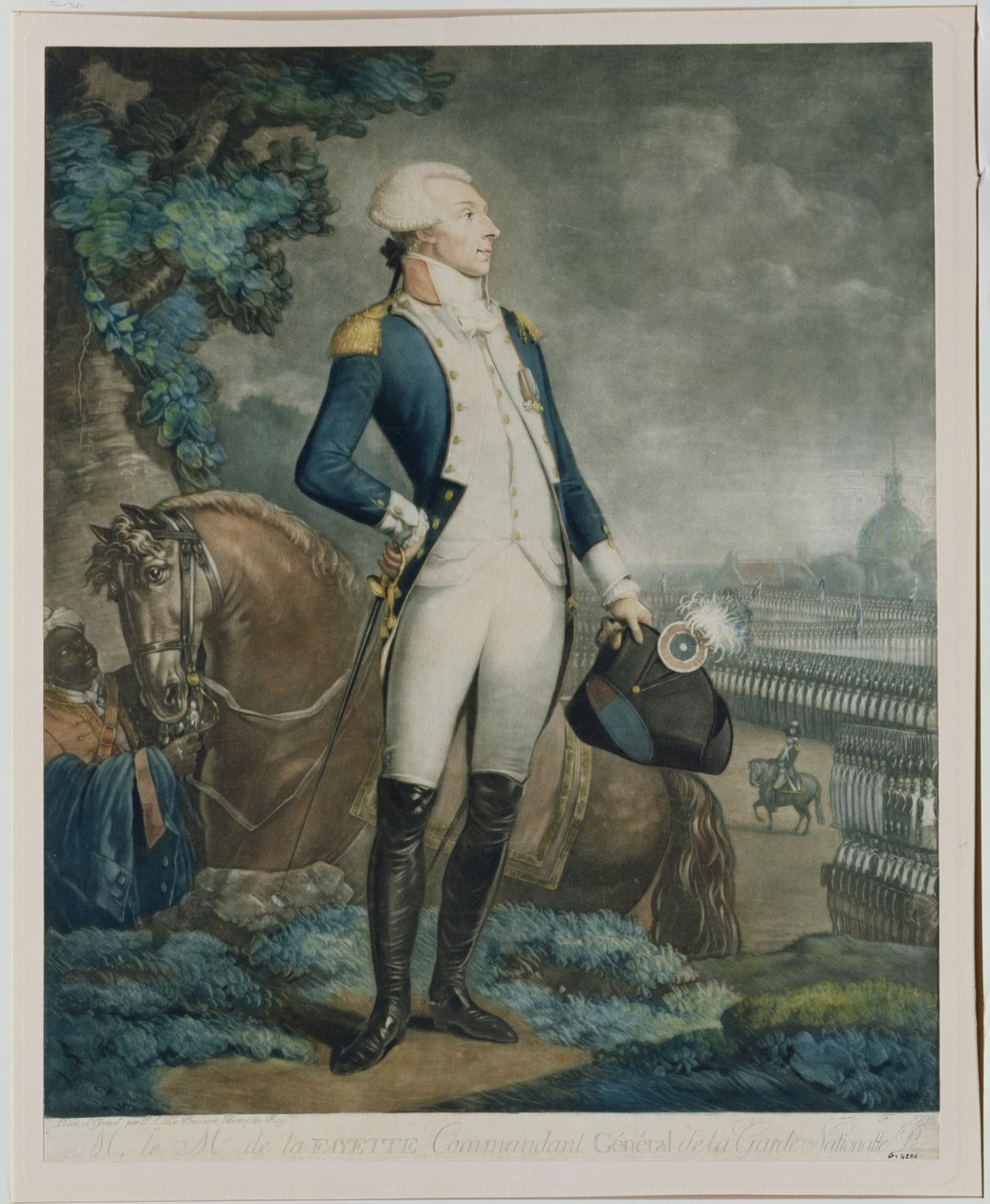 Retrato del Marqués de La Fayette (1757-1834) comandante de la Guardia Nacional, 1790 de Philibert Louis Debucourt
