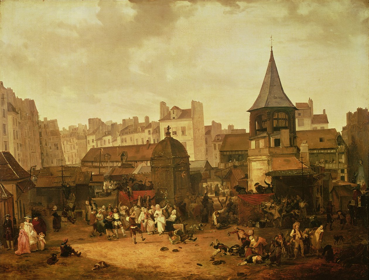 Celebración en Les Halles para conmemorar el nacimiento del Delfín Luis de Francia (1781-89) 21 de enero de 1781, 1783 de Philibert Louis Debucourt