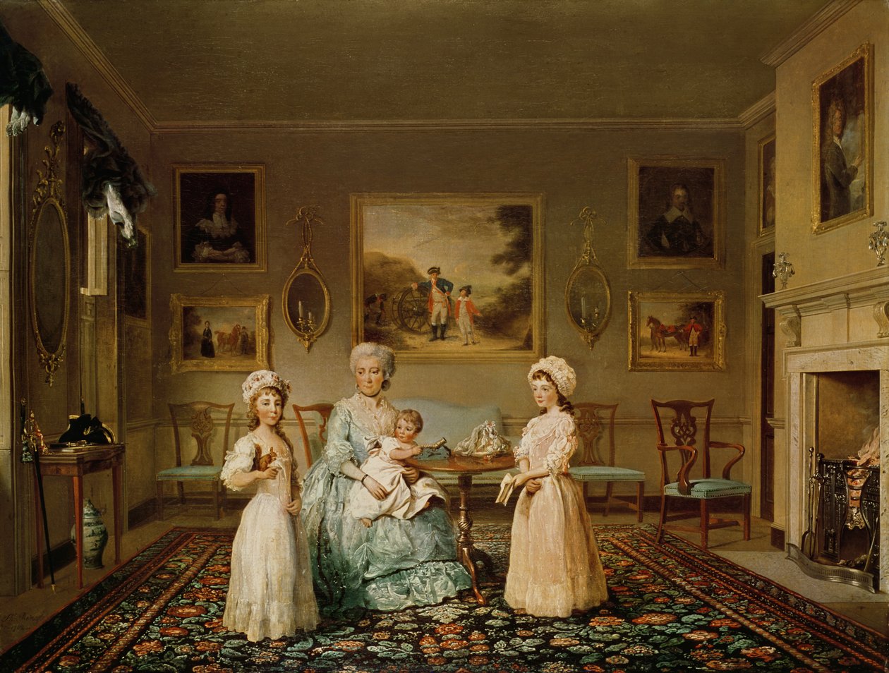 La Sra. Congreve y sus hijos en su sala de estar en Londres, 1782 de Philip Reinagle
