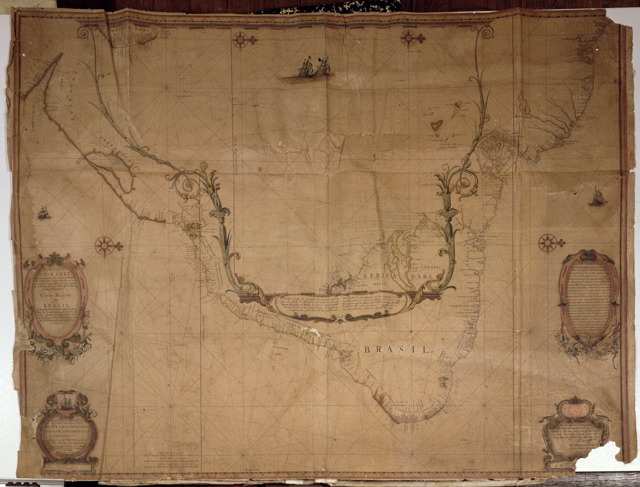 Ms 1288 f.25 Mapa de Brasil, de Mapas Marinos Holandeses, 1637 de Philip Vingboons