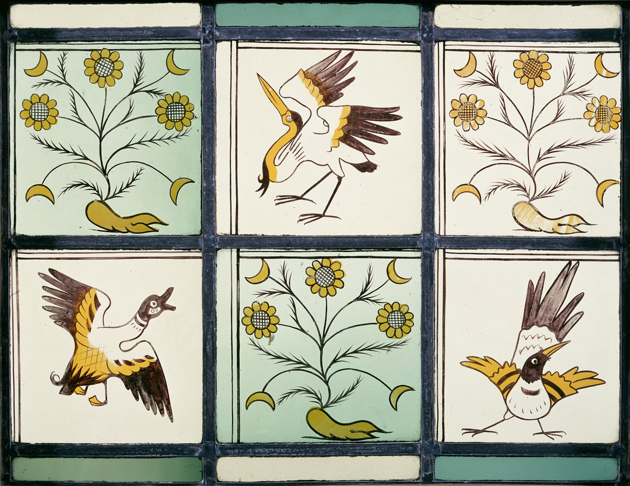 Ventana que representa pájaros y flores de Philip Webb