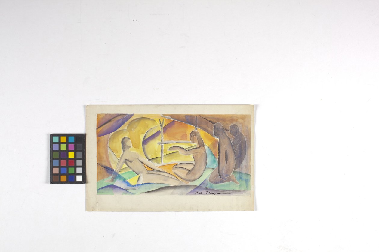 Boceto para fresco, fecha desconocida (acuarela sobre papel blanco) de Philip Ayer Sawyer
