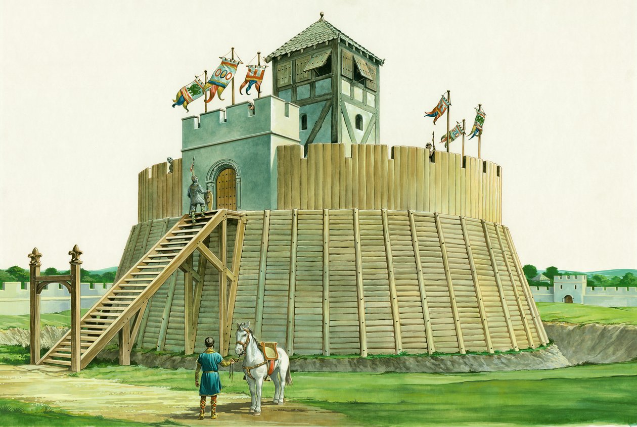 Torre de vigilancia normanda en el Castillo de Bramber, West Sussex, c1995-c2009 de Philip Corke