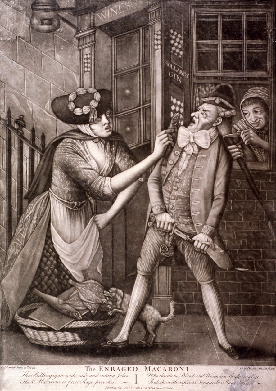 El macarrón enfurecido, 1773 de Philip Dawe