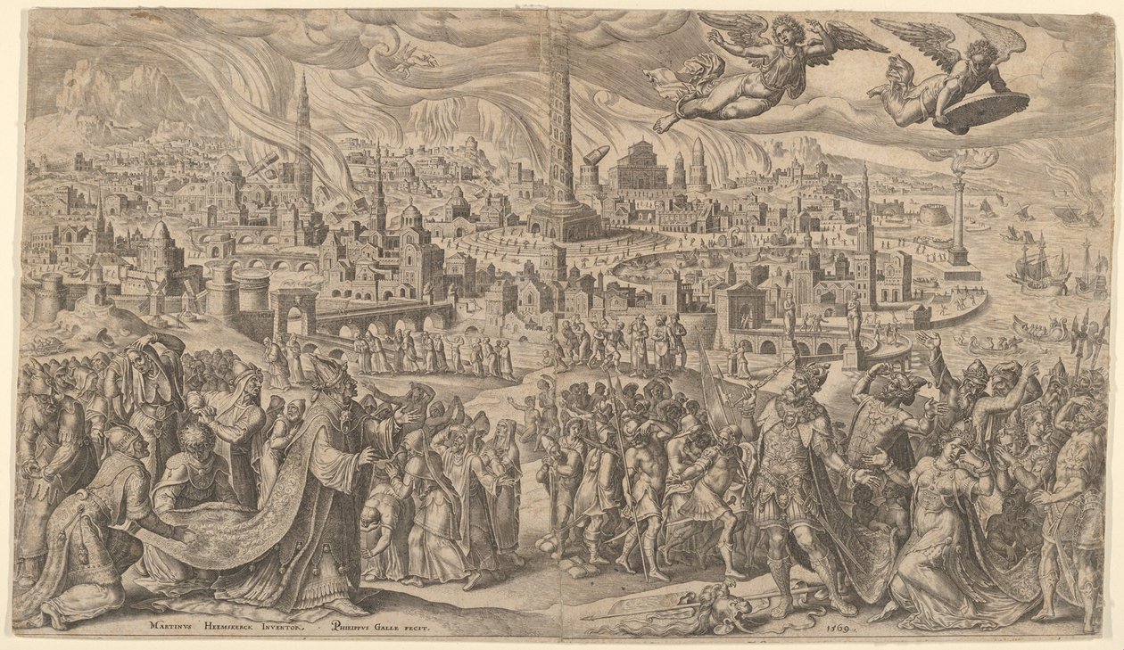 La caída de Babilonia, 1569 de Philip Galle