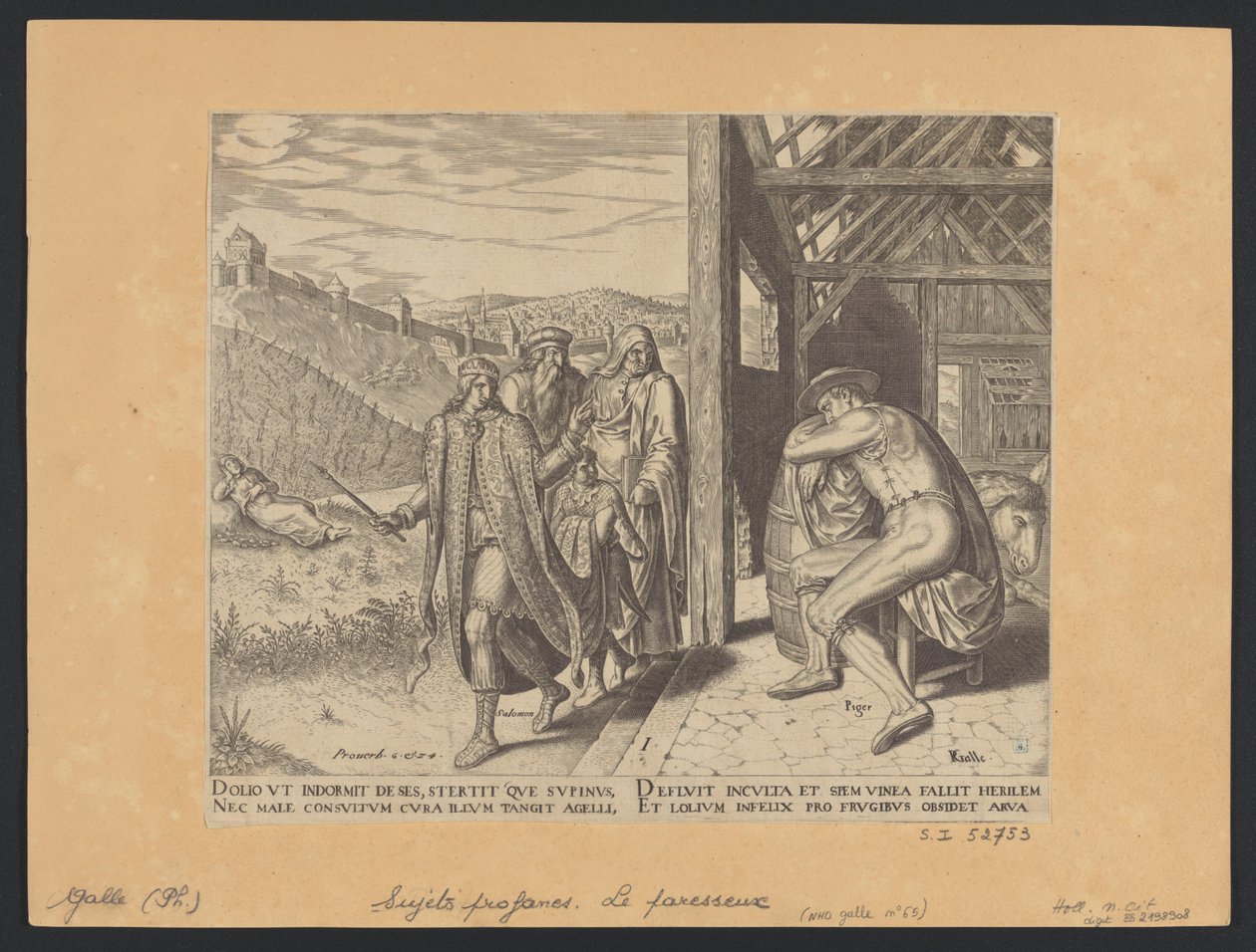 El ocioso durmiendo en el campo y en casa de Philip Galle