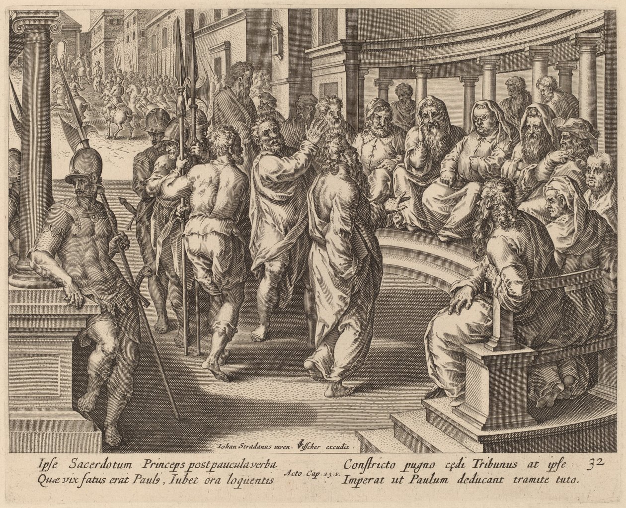 San Pablo ante el sumo sacerdote de Philip Galle after Jan van der Straet
