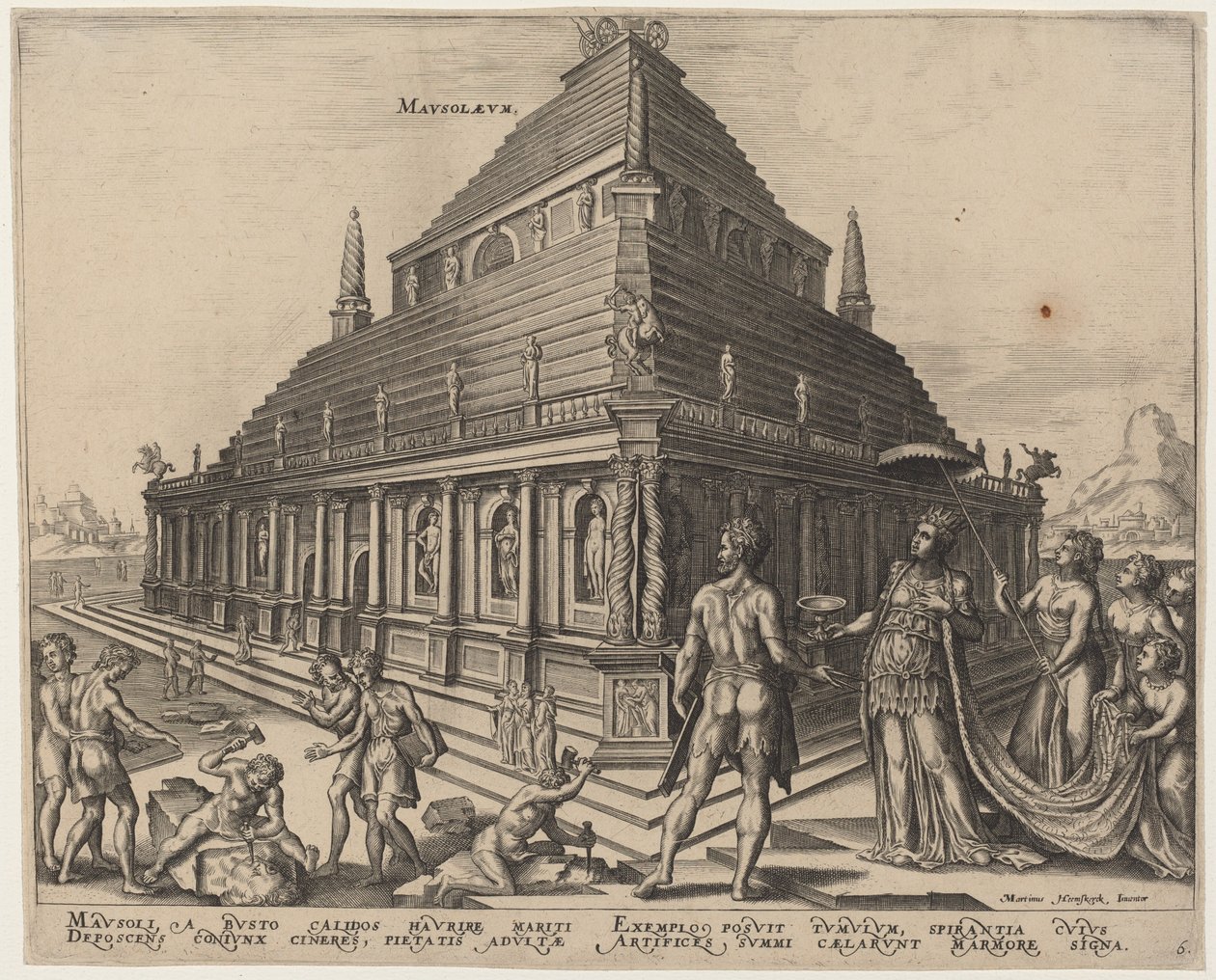 Mausoleo (La Tumba de Mausolo en Halicarnaso) de Philip Galle, after Maerten van Heemskerck