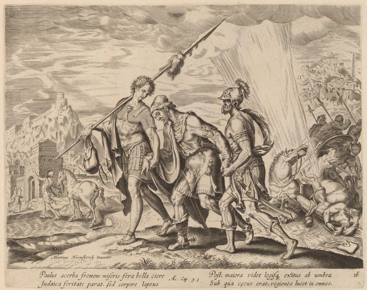 La conversión de San Pablo de Philip Galle after Maerten van Heemskerck