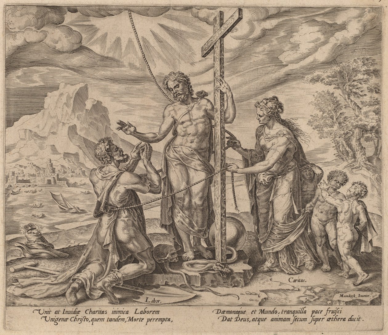 El Trabajador Diligente Unido con Cristo después de la Muerte de Philip Galle after Maerten van Heemskerck