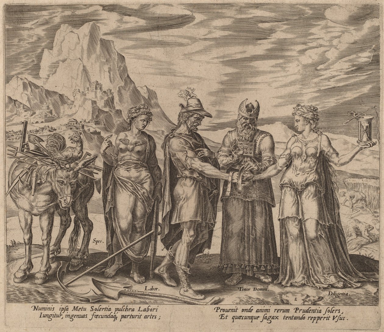 El matrimonio del trabajo y la diligencia de Philip Galle after Maerten van Heemskerck