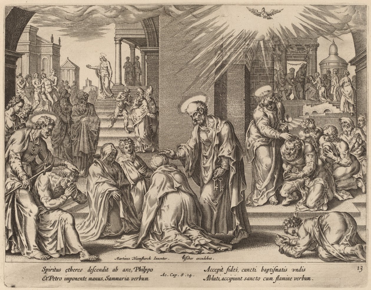El Pueblo de Samaria Recibe la Palabra de Dios de Philip Galle after Maerten van Heemskerck