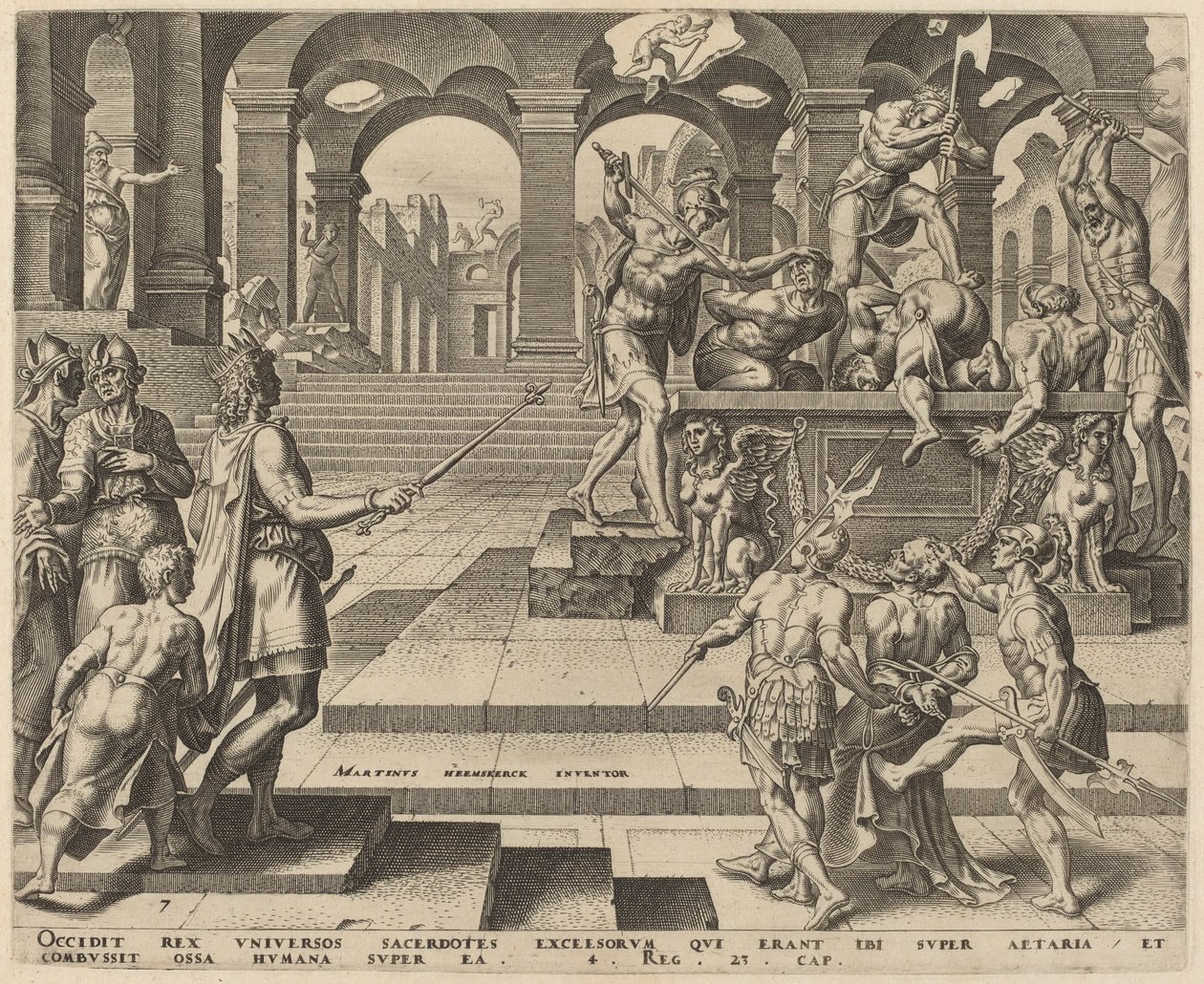 La matanza de los sacerdotes de Samaria de Philip Galle, after Maerten van Heemskerck