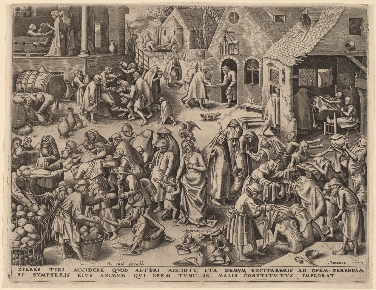 Caridad de Philip Galle after Pieter Bruegel the Elder