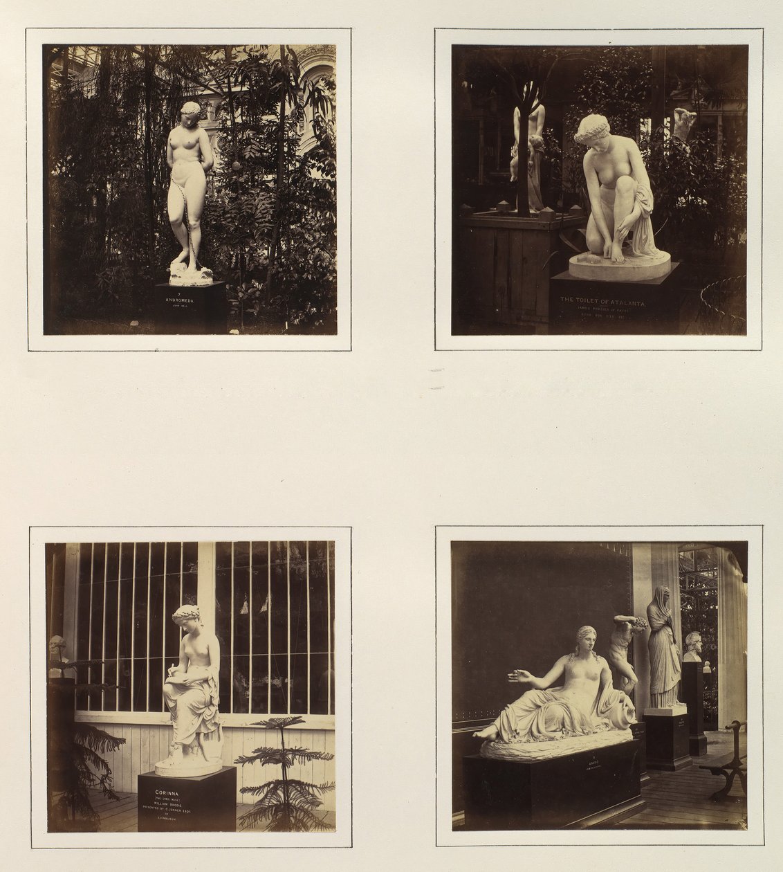 [Esculturas de Andrómeda, el tocador de Atalanta, Corinna y una Náyade], ca. 1859 de Philip Henry Delamotte.