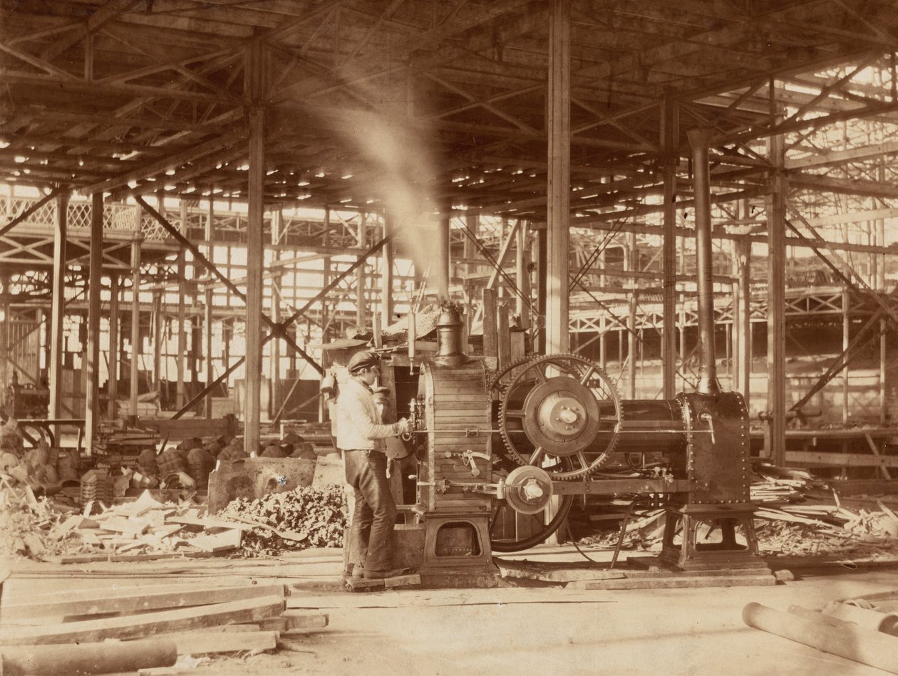Máquina de vapor cerca del Gran Transepto, Crystal Palace,1851 (foto) de Philip Henry Delamotte