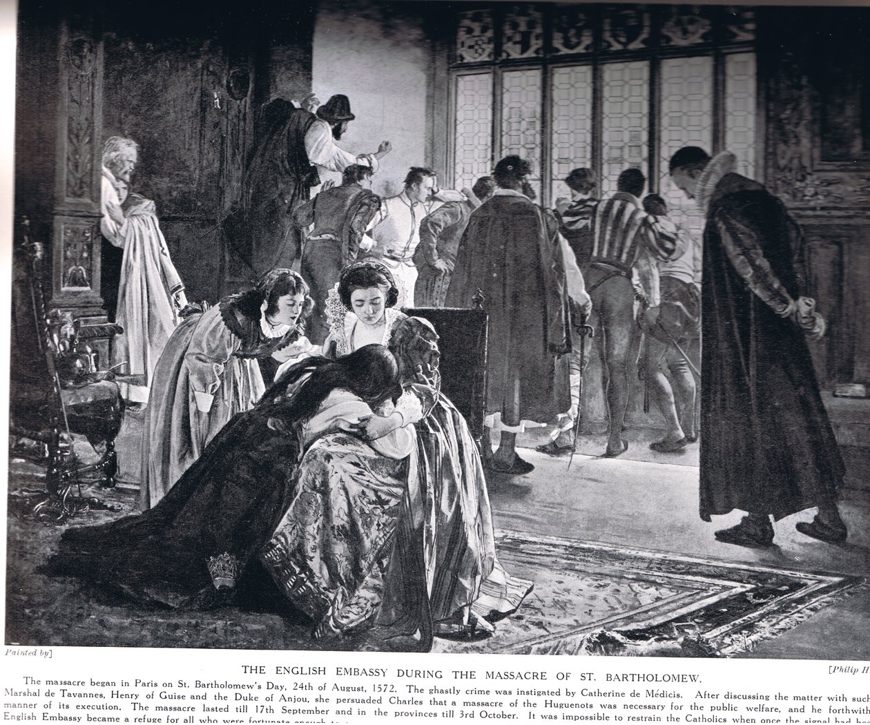La embajada inglesa durante la masacre de San Bartolomé, ilustración de 