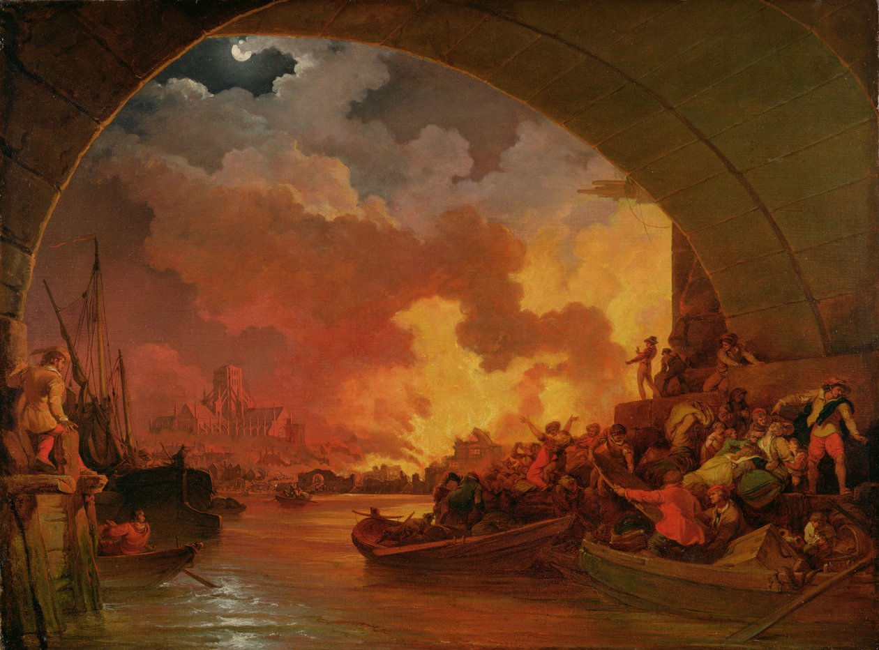 El gran incendio de Londres, c.1797 de Philip James de Loutherbourg