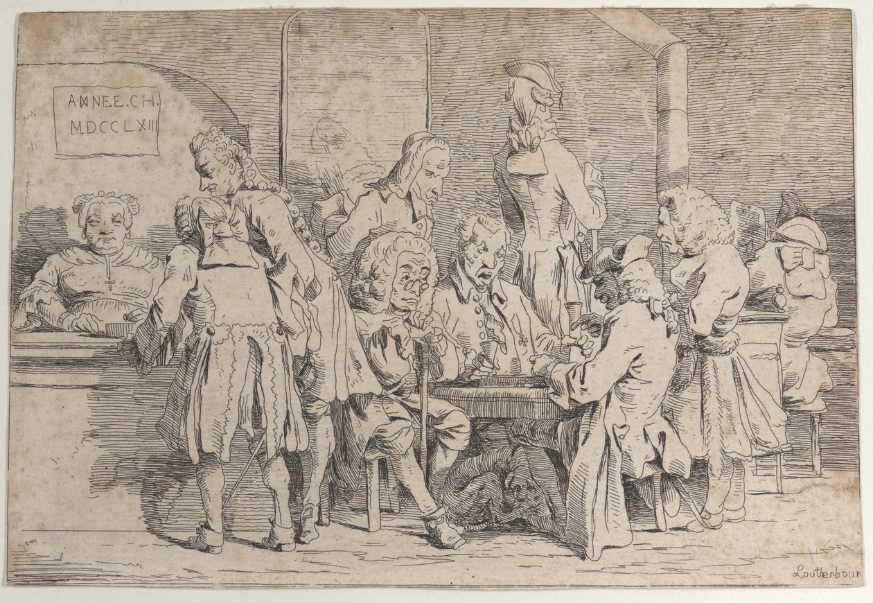 Jugando Tric Trac, 1763 de Philip James de Loutherbourg