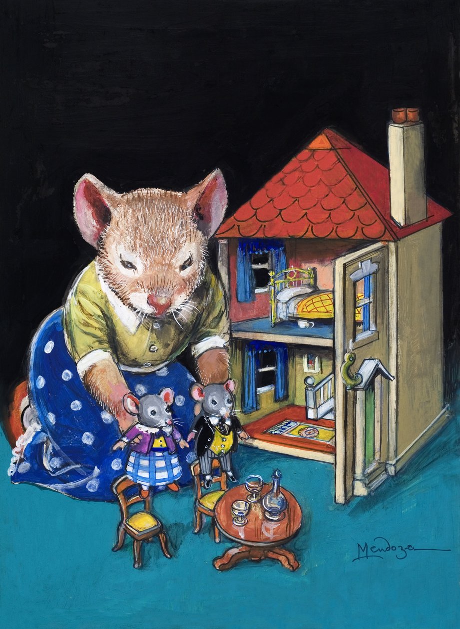El ratón de ciudad y el ratón de campo (gouache sobre papel) de Philip Mendoza