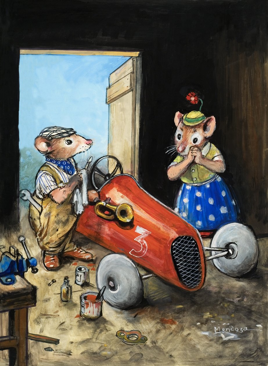 El ratón de ciudad y el ratón de campo (gouache sobre papel) de Philip Mendoza