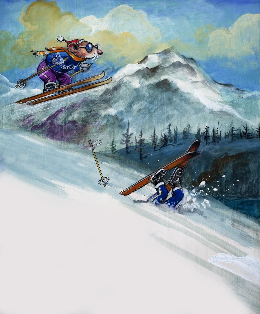 El ratón de ciudad y el ratón de campo, de "Érase una vez" (gouache sobre papel) de Philip Mendoza