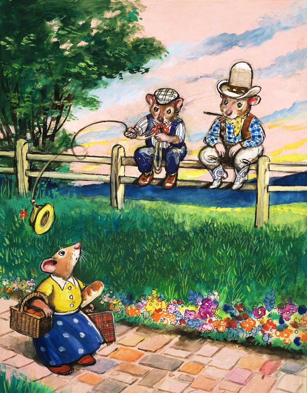 Town Mouse and Country Mouse (gouache sobre papel) de Philip Mendoza