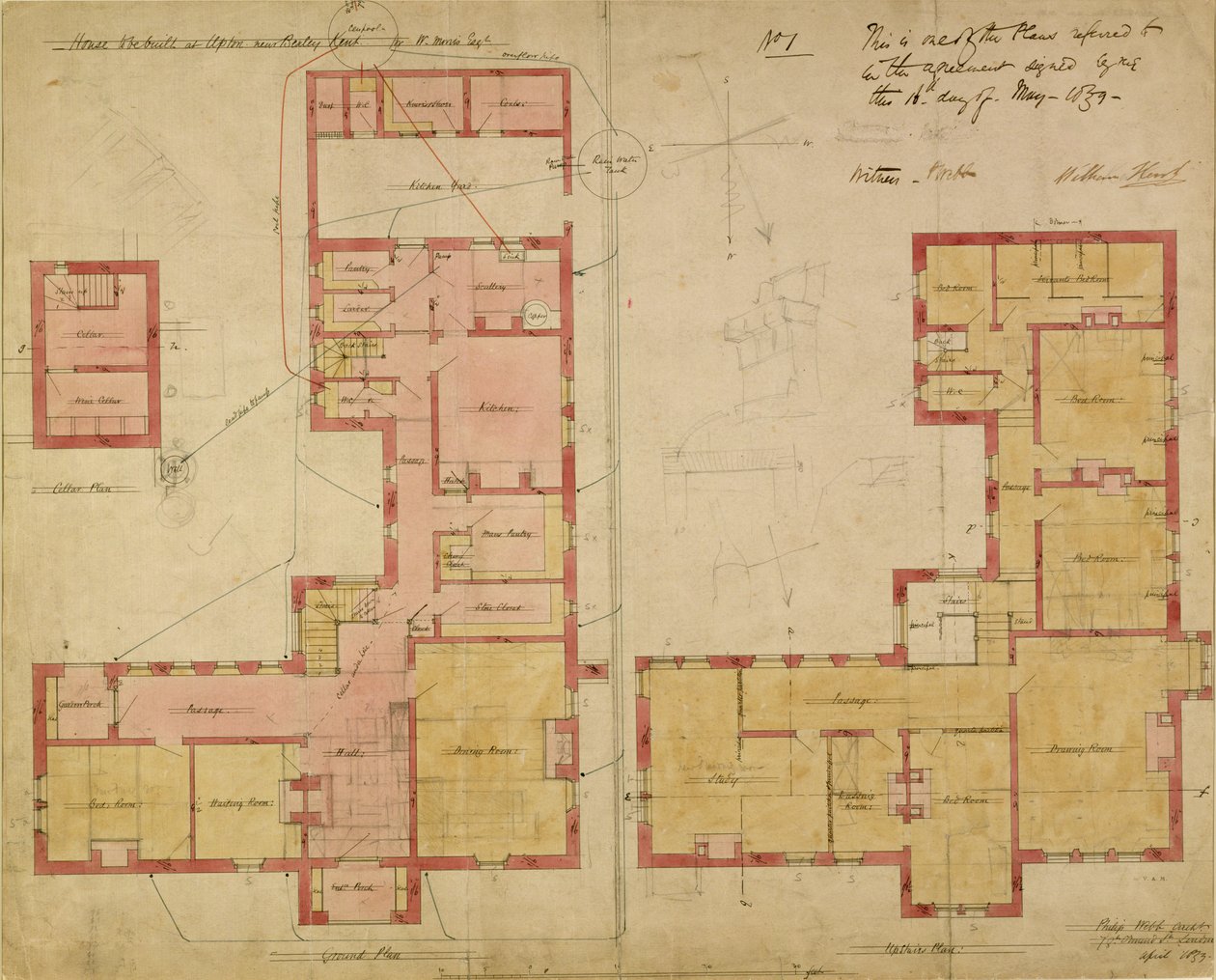 Planes para la Casa Roja, Bexley Heath, 1859 de Philip Webb