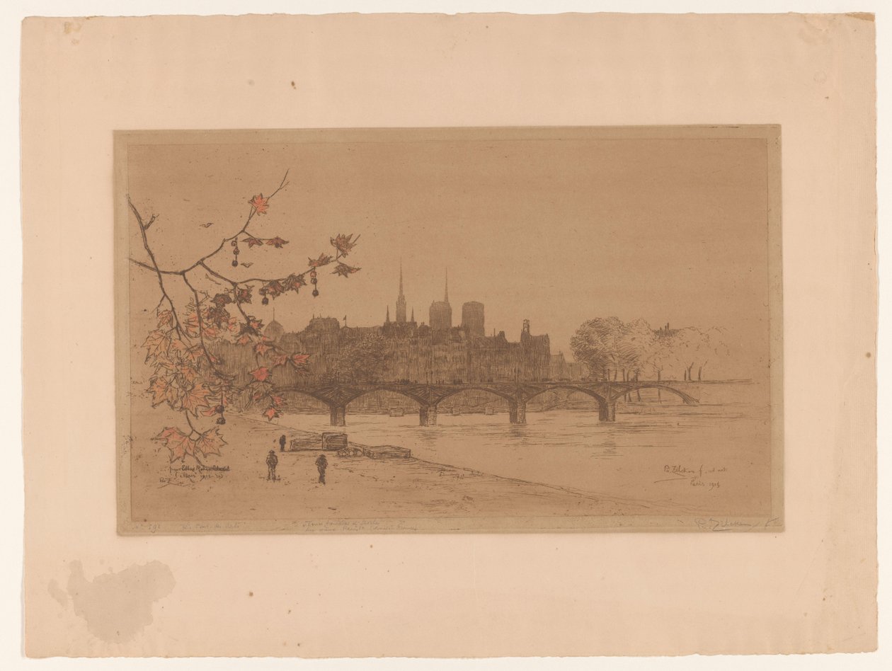 Vista de París a través del Puente de las Artes
Le Pont des Arts (título en el objeto) de Philip Zilcken (signed by artist)