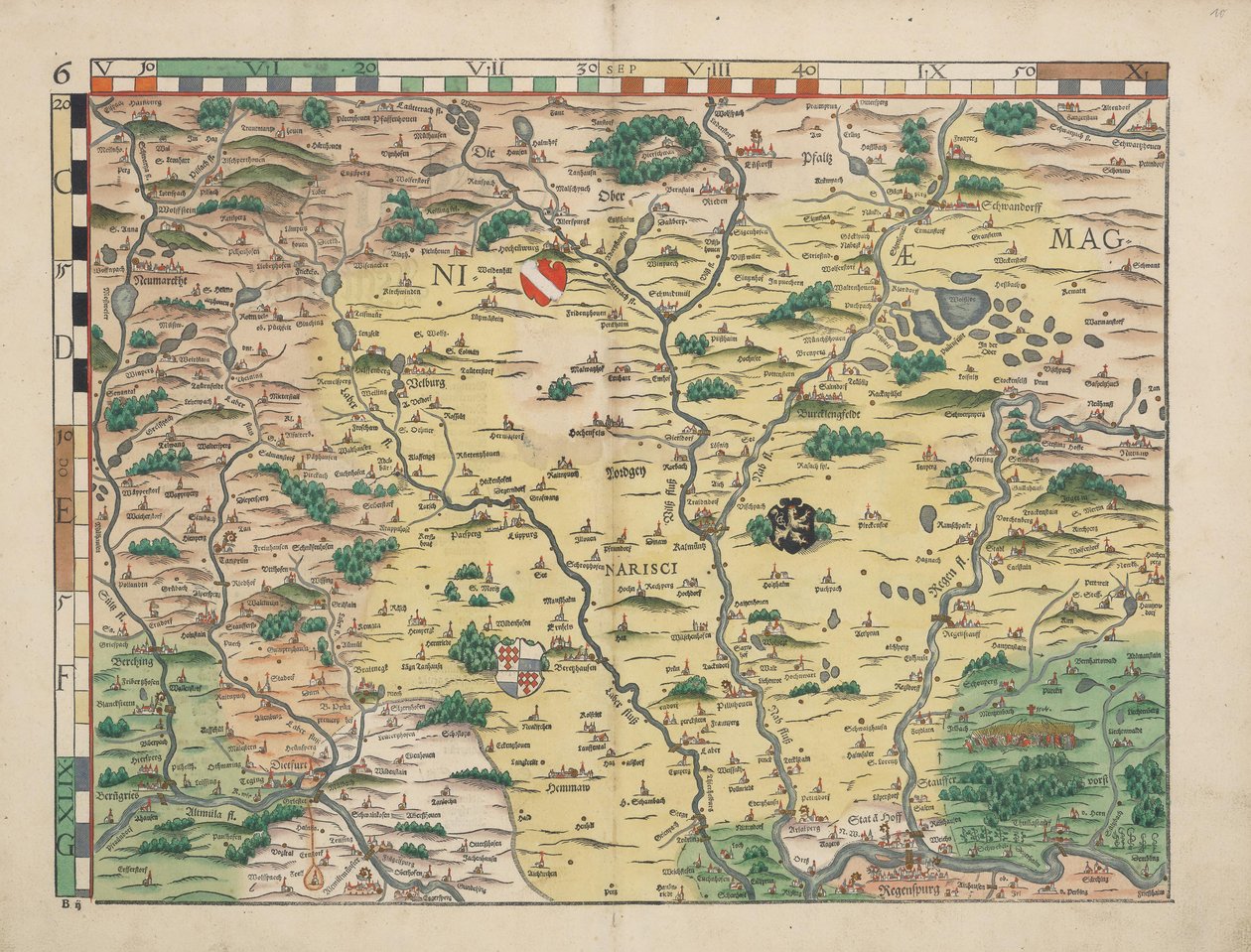 Tablas de tierras bávaras de 1568 (Tabla 6) de Philipp Apian