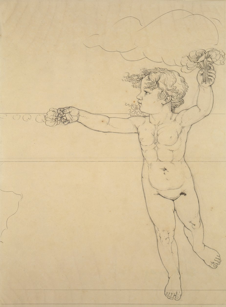 Genio con una Rosa, estudio para Mañana de Philipp Otto Runge