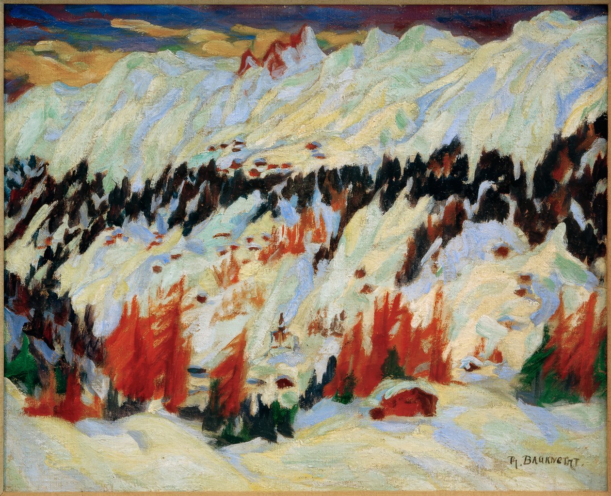 Paisaje de invierno en Davos Frauenkirch de Philipp Bauknecht