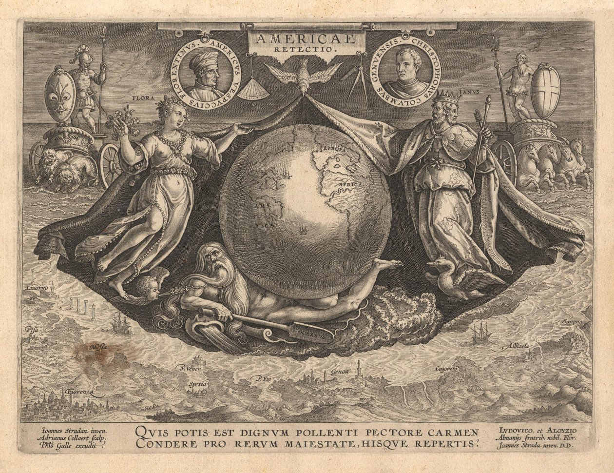 Portada de Americae Retectio de Philipp Galle