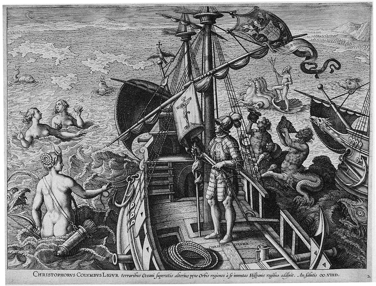Christophorus Columbus Ligur Americae Retectio, 1591 de Philipp Galle