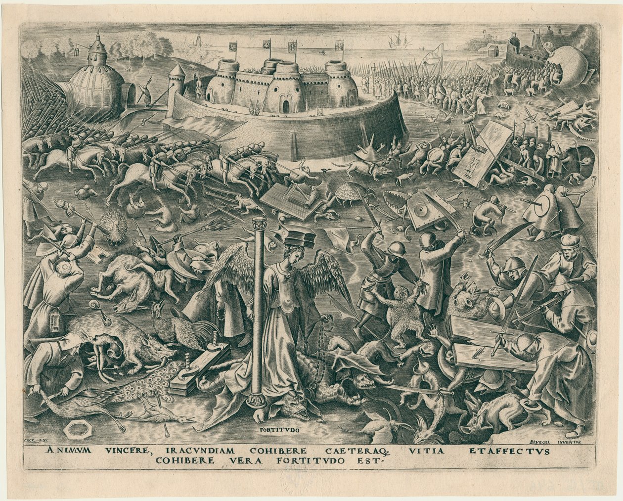 Fortitudo Fortitud de Las Siete Virtudes, 1559 de Philipp Galle