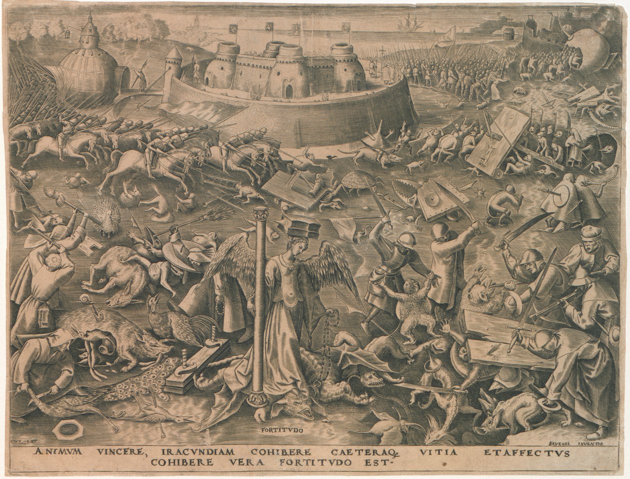 Fortitudo Fortaleza de Las Siete Virtudes, 1559 de Philipp Galle