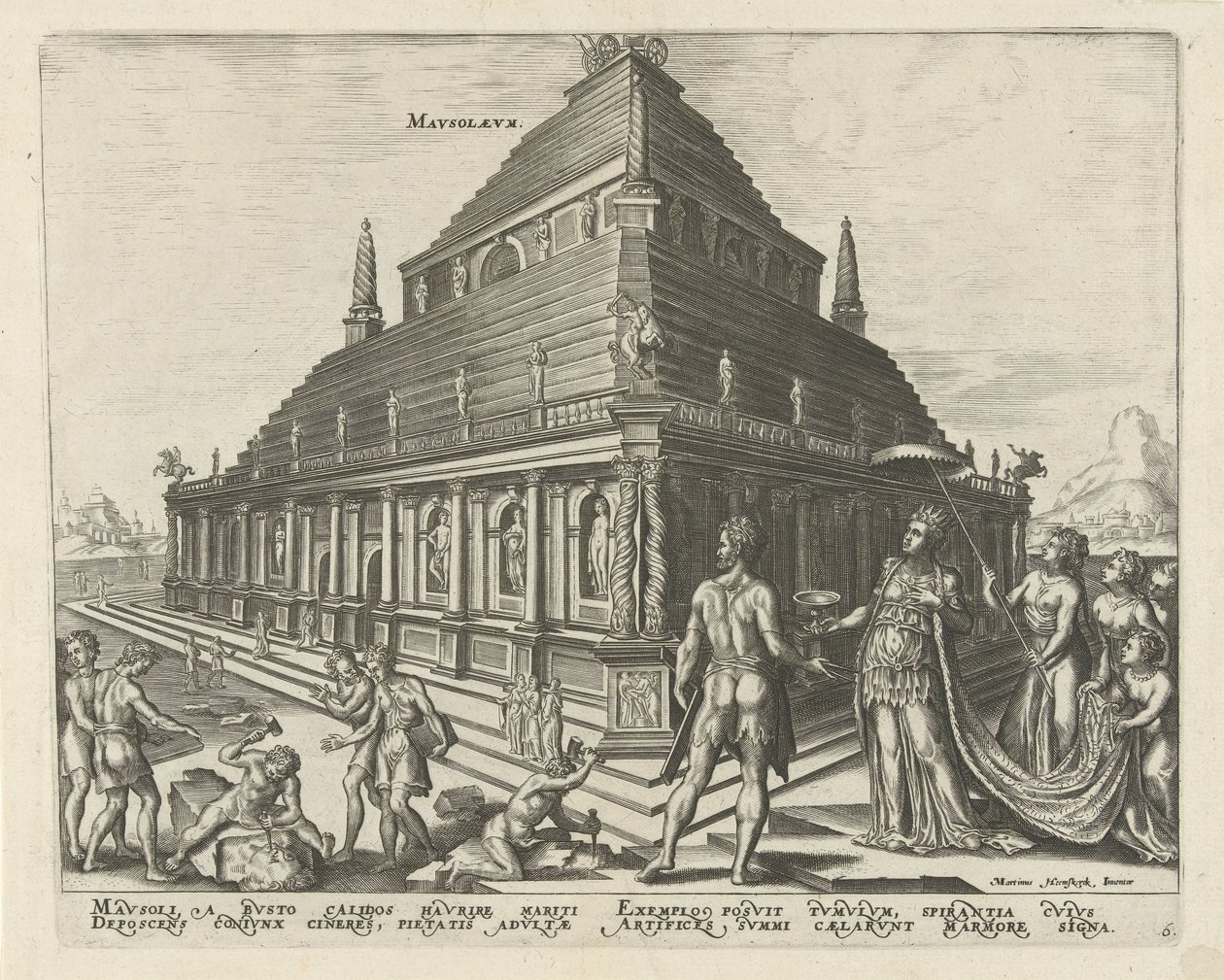 El Mausoleo de Halicarnaso de la serie Las Ocho Maravillas del Mundo, 1572 de Philipp Galle