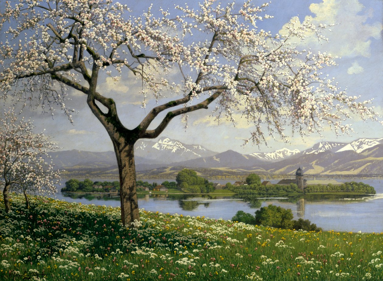 Paisaje bávaro en primavera, Philipp Graf, siglo XX de Philipp Graf