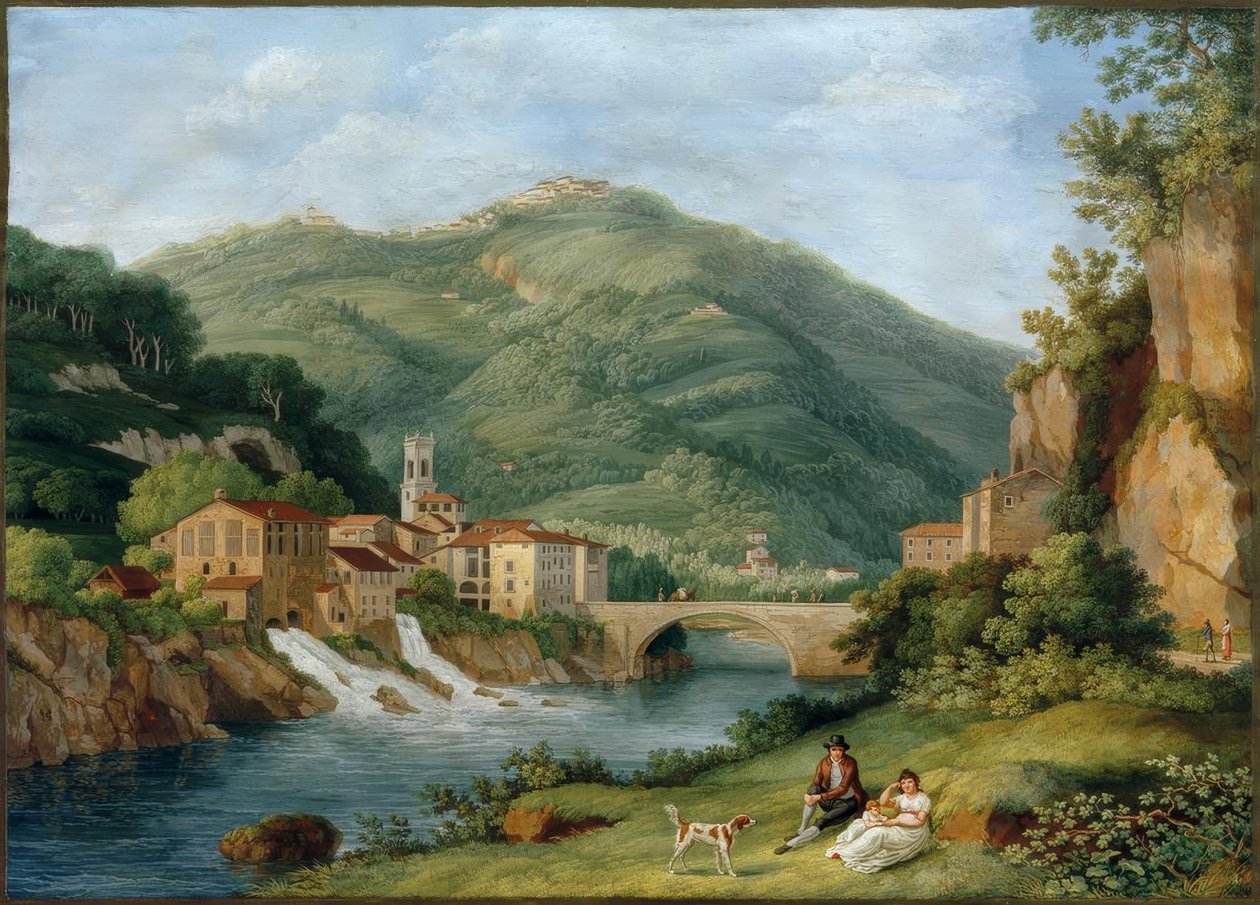 Puente en Serraglio sobre el Lima en Bagni di Lucca de Philipp Hackert