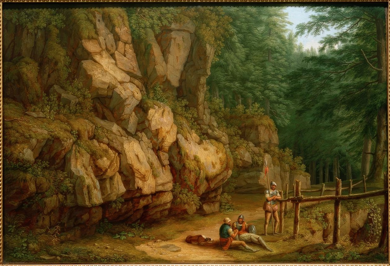 Hackert, Paisaje rocoso con soldados (Masso del Diavolo) de Philipp Hackert