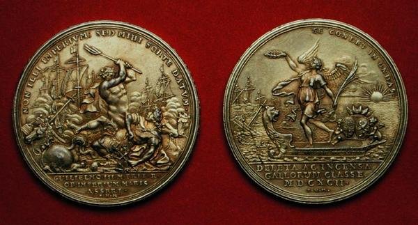 Medalla conmemorativa de la Batalla de La Hogue en 1692 de Philipp Heinrich Mueller