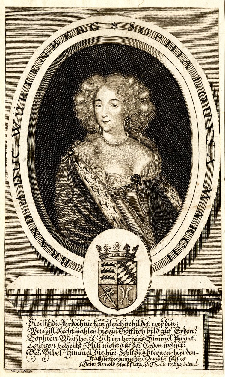 Retrato de Sophie Louise de Württemberg-Stuttgart 1642-1702, Margravina..., c. 1680 de Philipp Kilian