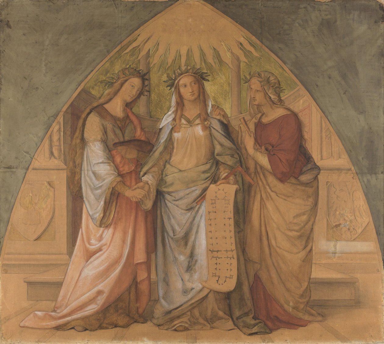Figuras alegóricas de la arquitectura, la escultura y la pintura de Philipp Veit