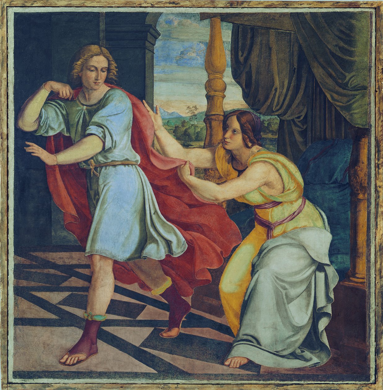 José y la esposa de Putifar. Pintura mural del ciclo de ocho partes de la Casa Bartholdy en Roma de Philipp Veit