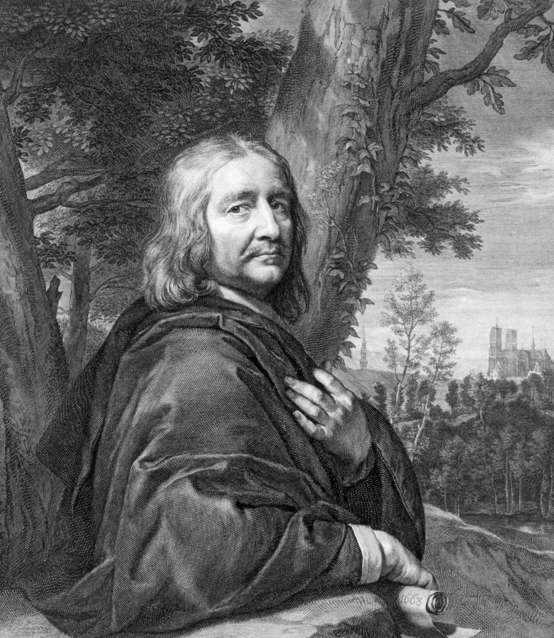 Autorretrato, grabado por Gerard Edelinck de Philippe de Champaigne