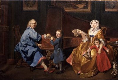 Burckhardt Tschudi con su esposa y dos hijos de Philippe Mercier