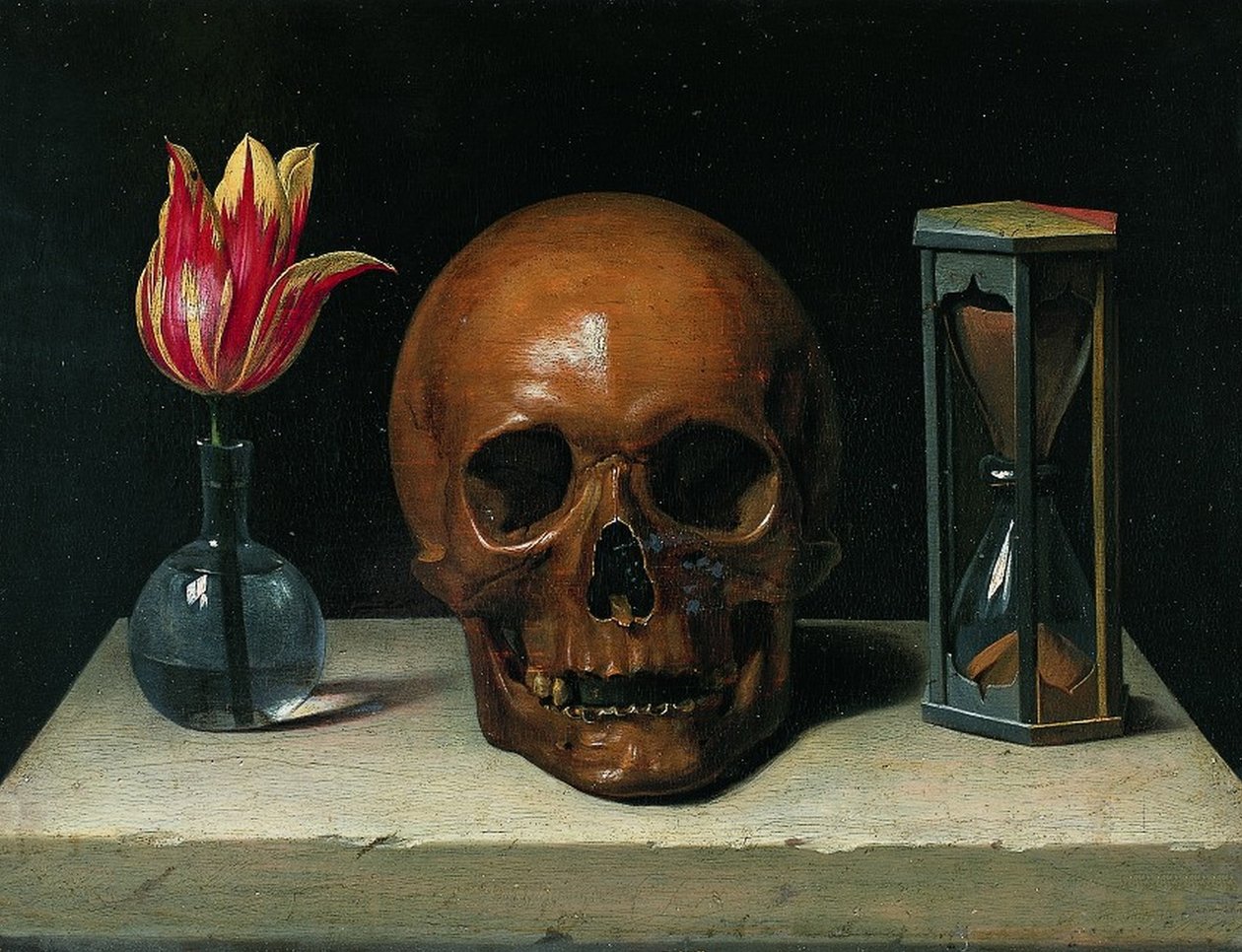 Naturaleza muerta con calavera, pintura de vanitas de Philippe de Champaigne