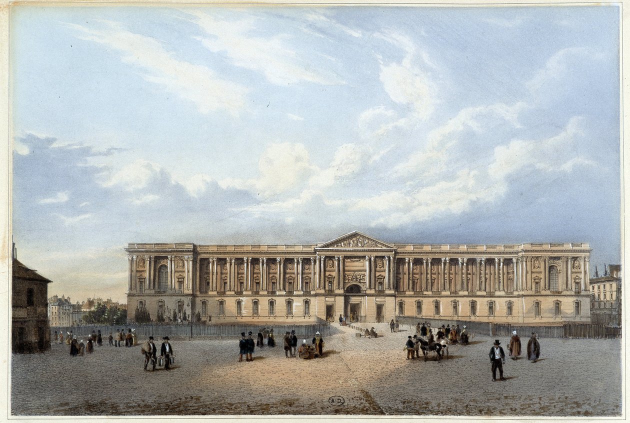 Columnata del Louvre - en "Paseo por París y sus alrededores", diseñado por Jacottet y Benoist, c. 1840 de Philippe Benoist